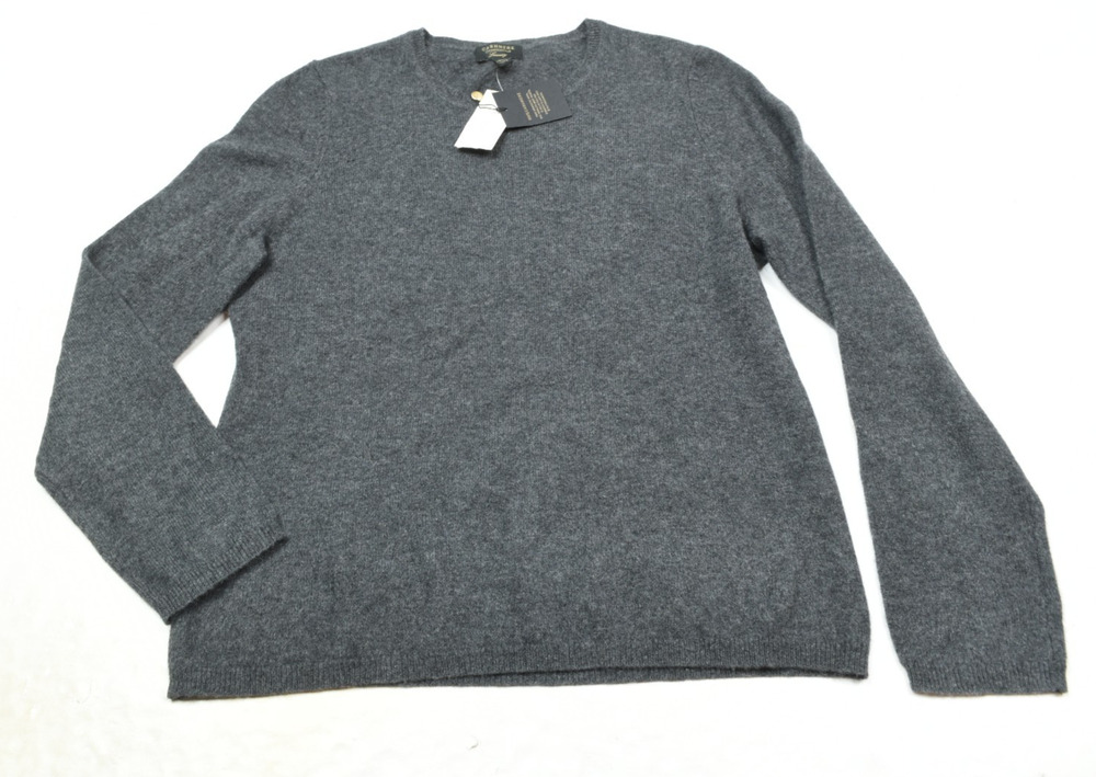 Club Room Luxury Cashmere Sweater Womens Large Gray Long Sleeve Pullover
